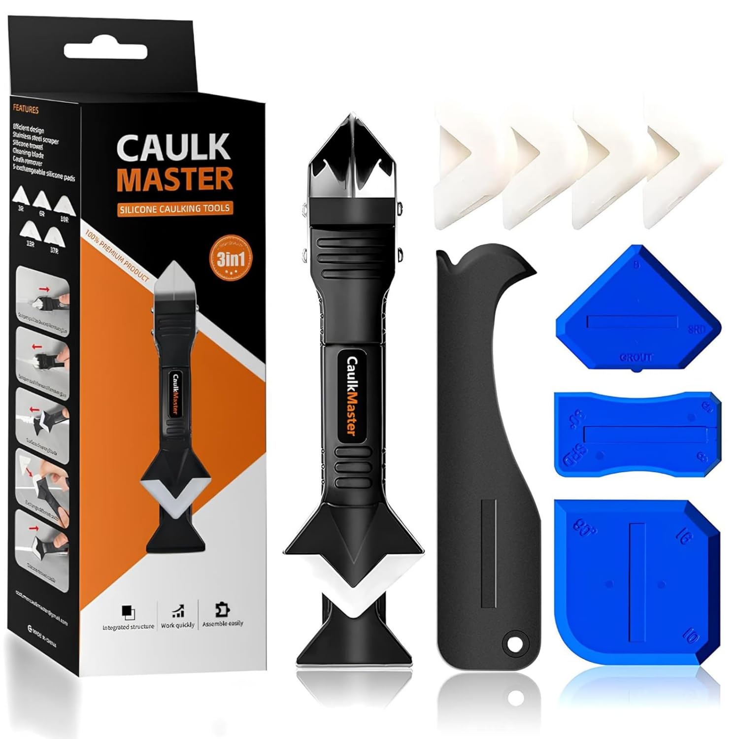 Bathroom Caulk Siliconized - 3 in 1 Silicone Caulking Tool